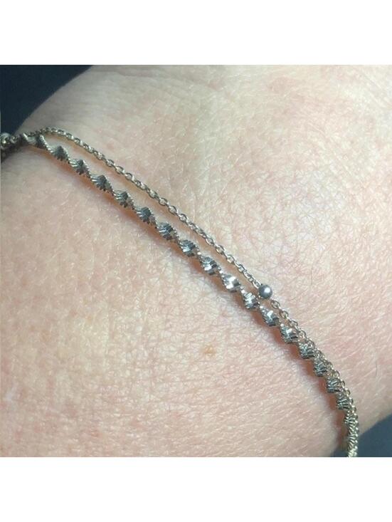 Jewelry - B1430 AV Double Strand anklet ankle Bracelet 925 Sterling Silver 9-10" 2.8g
